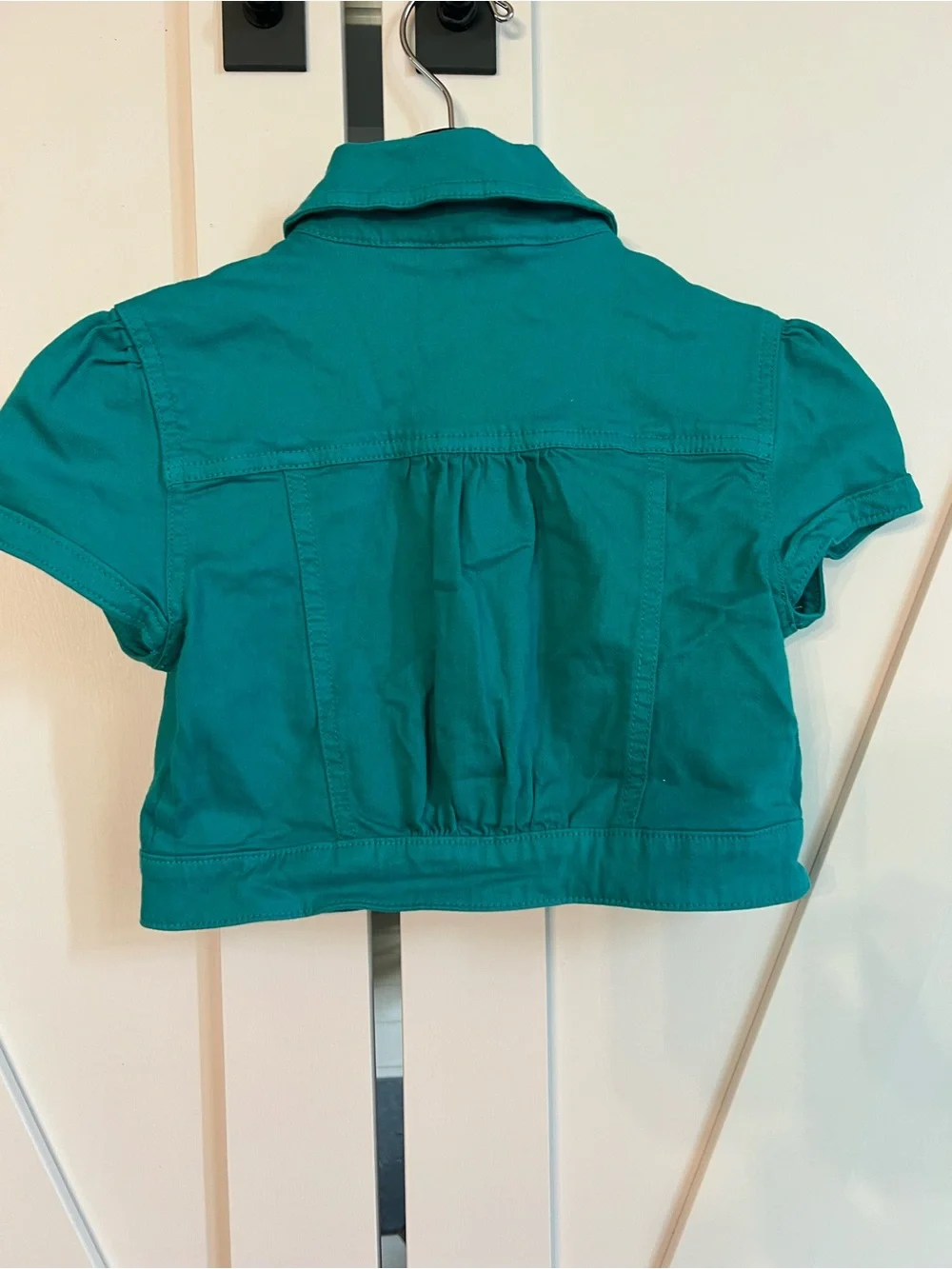 GAP Teal Short-Sleeve Cropped Jean Jacket for Girls